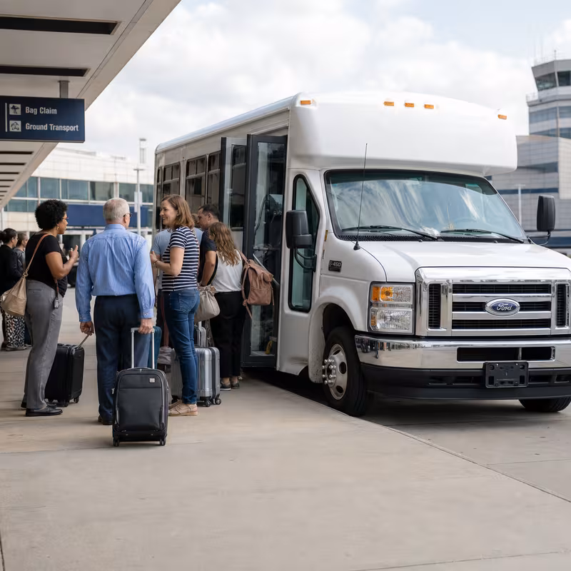 Black Mercedes Sprinter van staged for an Naperville Airport Transportation group