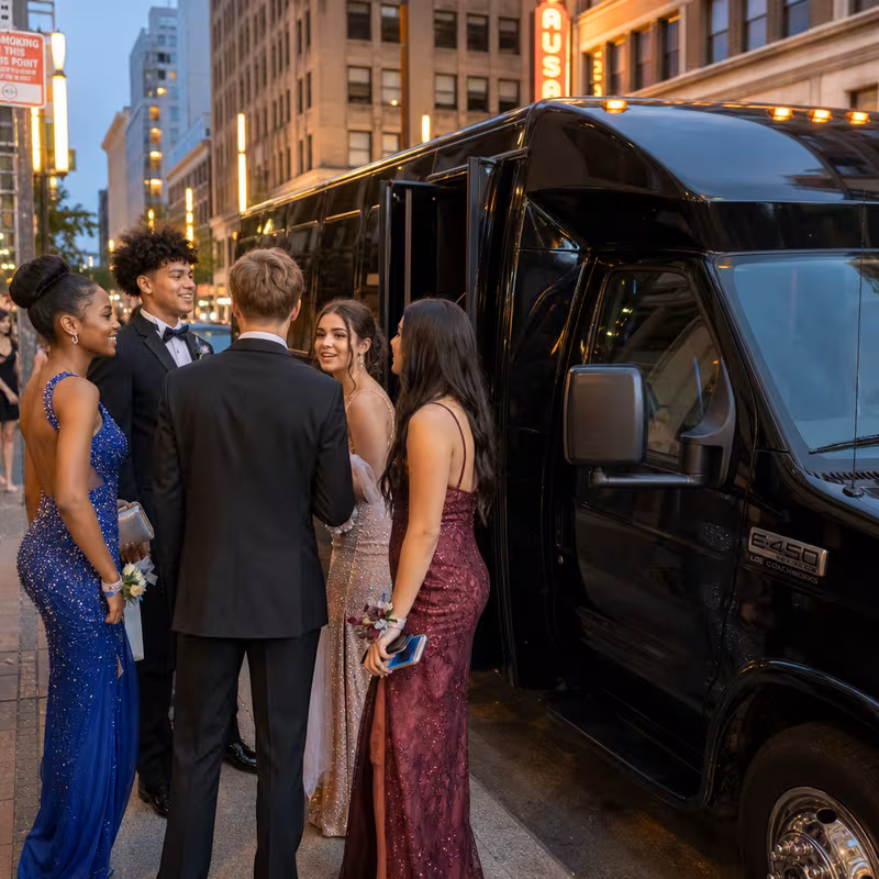 Passengers loading luggage while boarding an Naperville group shuttle
