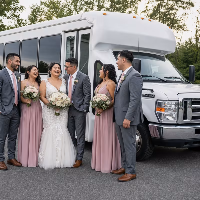 Passengers loading luggage while boarding an Naperville group shuttle
