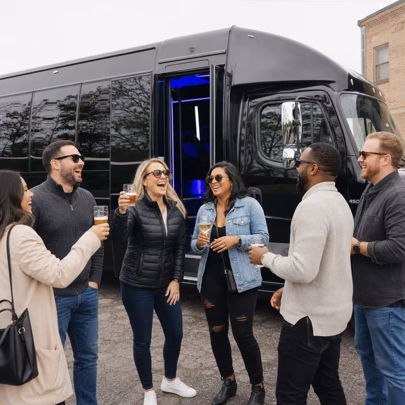 Passengers loading luggage while boarding an Naperville group shuttle