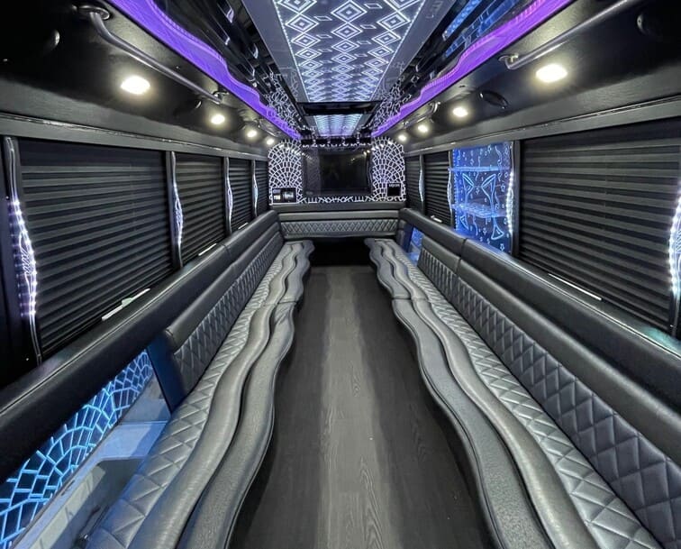 Madison 30 Passenger Party Bus White Interior